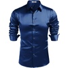 image:imageCOOFANDY Mens Satin Dress Shirts Long Sleeve Shiny Button Down ShirtNavy Blue