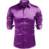 image:imageCOOFANDY Mens Satin Dress Shirts Long Sleeve Shiny Button Down ShirtPurple