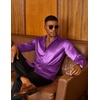 image:imageCOOFANDY Mens Satin Dress Shirts Long Sleeve Shiny Button Down ShirtPurple