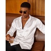 image:imageCOOFANDY Mens Satin Dress Shirts Long Sleeve Shiny Button Down ShirtWhite