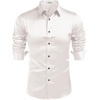 image:imageCOOFANDY Mens Satin Dress Shirts Long Sleeve Shiny Button Down ShirtWhite