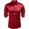 image:imageCOOFANDY Mens Satin Dress Shirts Long Sleeve Shiny Button Down ShirtWine Red