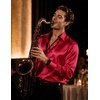image:imageCOOFANDY Mens Satin Dress Shirts Long Sleeve Shiny Button Down ShirtWine Red