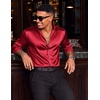 image:imageCOOFANDY Mens Satin Dress Shirts Long Sleeve Shiny Button Down ShirtWine Red