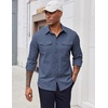 image:imageCOOFANDY Mens Shirt Jacket Long Sleeve Button Down Shirt for Mens ShacketsGrey Blue
