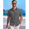 image:imageCOOFANDY Mens Short Sleeve Casual Button Down Shirts Summer Beach ShirtAdark Grey