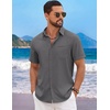 image:imageCOOFANDY Mens Short Sleeve Casual Button Down Shirts Summer Beach ShirtAdark Grey