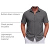 image:imageCOOFANDY Mens Short Sleeve Casual Button Down Shirts Summer Beach ShirtAdark Grey