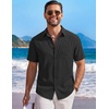 image:imageCOOFANDY Mens Short Sleeve Casual Button Down Shirts Summer Beach ShirtBlack