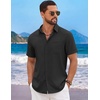 image:imageCOOFANDY Mens Short Sleeve Casual Button Down Shirts Summer Beach ShirtBlack