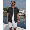 image:imageCOOFANDY Mens Short Sleeve Casual Button Down Shirts Summer Beach ShirtBlack