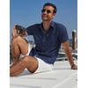 image:imageCOOFANDY Mens Short Sleeve Casual Button Down Shirts Summer Beach ShirtDark Blue