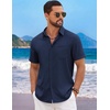 image:imageCOOFANDY Mens Short Sleeve Casual Button Down Shirts Summer Beach ShirtDark Blue