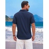 image:imageCOOFANDY Mens Short Sleeve Casual Button Down Shirts Summer Beach ShirtDark Blue