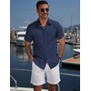 image:imageCOOFANDY Mens Short Sleeve Casual Button Down Shirts Summer Beach ShirtDark Blue