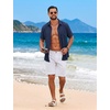 image:imageCOOFANDY Mens Short Sleeve Casual Button Down Shirts Summer Beach ShirtDark Blue