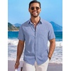 image:imageCOOFANDY Mens Short Sleeve Casual Button Down Shirts Summer Beach ShirtDenim Blue