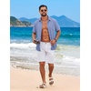image:imageCOOFANDY Mens Short Sleeve Casual Button Down Shirts Summer Beach ShirtDenim Blue