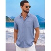 image:imageCOOFANDY Mens Short Sleeve Casual Button Down Shirts Summer Beach ShirtDenim Blue