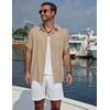 image:imageCOOFANDY Mens Short Sleeve Casual Button Down Shirts Summer Beach ShirtKhaki