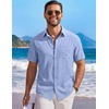 image:imageCOOFANDY Mens Short Sleeve Casual Button Down Shirts Summer Beach ShirtLight Blue