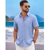 image:imageCOOFANDY Mens Short Sleeve Casual Button Down Shirts Summer Beach ShirtLight Blue