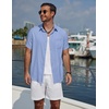 image:imageCOOFANDY Mens Short Sleeve Casual Button Down Shirts Summer Beach ShirtLight Blue