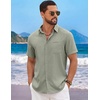 image:imageCOOFANDY Mens Short Sleeve Casual Button Down Shirts Summer Beach ShirtLight Green
