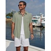 image:imageCOOFANDY Mens Short Sleeve Casual Button Down Shirts Summer Beach ShirtLight Green