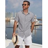 image:imageCOOFANDY Mens Short Sleeve Casual Button Down Shirts Summer Beach ShirtLight Grey