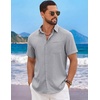 image:imageCOOFANDY Mens Short Sleeve Casual Button Down Shirts Summer Beach ShirtLight Grey