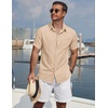 image:imageCOOFANDY Mens Short Sleeve Casual Button Down Shirts Summer Beach ShirtLight Khaki
