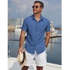 image:imageCOOFANDY Mens Short Sleeve Casual Button Down Shirts Summer Beach ShirtNavy Blue