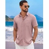 image:imageCOOFANDY Mens Short Sleeve Casual Button Down Shirts Summer Beach ShirtPink