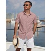 image:imageCOOFANDY Mens Short Sleeve Casual Button Down Shirts Summer Beach ShirtPink