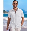image:imageCOOFANDY Mens Short Sleeve Casual Button Down Shirts Summer Beach ShirtWhite