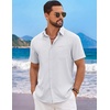 image:imageCOOFANDY Mens Short Sleeve Casual Button Down Shirts Summer Beach ShirtWhite
