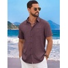 image:imageCOOFANDY Mens Short Sleeve Casual Button Down Shirts Summer Beach ShirtWine Red