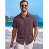 image:imageCOOFANDY Mens Short Sleeve Casual Button Down Shirts Summer Beach ShirtWine Red