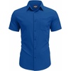 image:imageCOOFANDY Mens Short Sleeve Dress Shirts Wrinkle Free Casual Button Down Shirts with PocketRoyal Blue