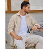 image:imageCOOFANDY Mens Waffle Button Down Shirt Casual Long Sleeve Corduroy ShirtsBeige
