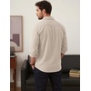 image:imageCOOFANDY Mens Waffle Button Down Shirt Casual Long Sleeve Corduroy ShirtsBeige