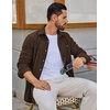 image:imageCOOFANDY Mens Waffle Button Down Shirt Casual Long Sleeve Corduroy ShirtsBrown