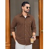 image:imageCOOFANDY Mens Waffle Button Down Shirt Casual Long Sleeve Corduroy ShirtsCaramel