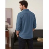 image:imageCOOFANDY Mens Waffle Button Down Shirt Casual Long Sleeve Corduroy ShirtsDark Blue