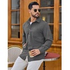 image:imageCOOFANDY Mens Waffle Button Down Shirt Casual Long Sleeve Corduroy ShirtsDark Grey