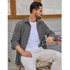 image:imageCOOFANDY Mens Waffle Button Down Shirt Casual Long Sleeve Corduroy ShirtsDark Grey
