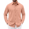 image:imageCOOFANDY Mens Button Down Shirt Casual Untucked Shirts Long Sleeve Dress Shirt with PocketPink