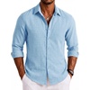 image:imageCOOFANDY Mens Button Down Shirt Long Sleeve Casual Untucked Shirts Textured Summer Beach ShirtsBlue