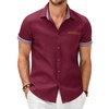 image:imageCOOFANDY Mens Button Down Shirts Cotton Denim Short Sleeve Casual ShirtsWine Red
